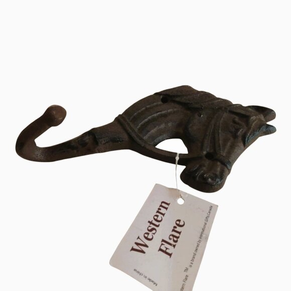 Rustic Cast Iron Horse Head Single Wall Hook-Western Flare Collection-NWT - Picture 8 of 10